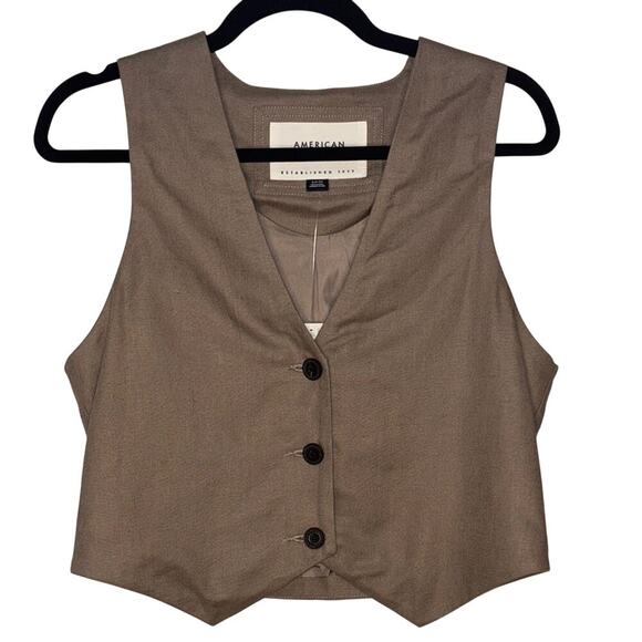 NWT American Eagle Outfitters Women's Tan Sleeveless Button-Up Blouse - Picture 1 of 4